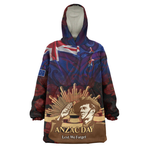 New Zealand Anzac Day Custom Snug Hoodie - Soldier Maori Patterns Snug Hoodie
