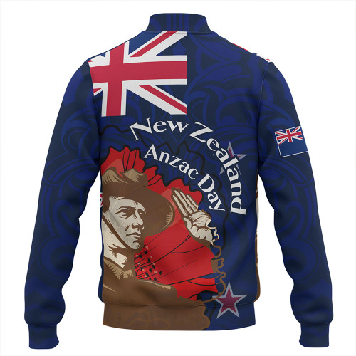 New Zealand Baseball Jacket - Custom FLag Anzac Day Maori Patterns New Zealand Baseball Jacket - Custom FLag Anzac Day Maori Patterns
