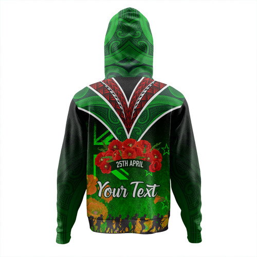 New Zealand Anzac Day Custom Hoodie - Anzac Day NZ Flag Traditional Maori Patterns Hoodie New Zealand Anzac Day Custom Hoodie - Anzac Day NZ Flag Traditional Maori Patterns Hoodie