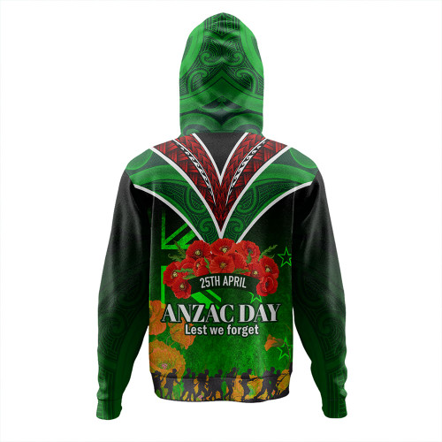 New Zealand Anzac Day Custom Hoodie - Anzac Day NZ Flag Traditional Maori Patterns Hoodie New Zealand Anzac Day Custom Hoodie - Anzac Day NZ Flag Traditional Maori Patterns Hoodie
