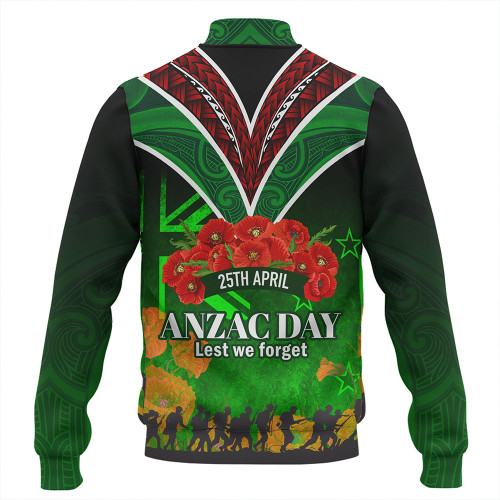 New Zealand Anzac Day Custom Baseball Jacket - Anzac Day NZ Flag Traditional Maori Patterns Baseball Jacket New Zealand Anzac Day Custom Baseball Jacket - Anzac Day NZ Flag Traditional Maori Patterns Baseball Jacket