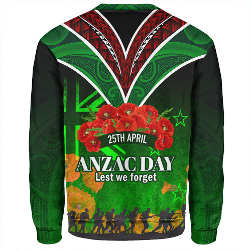 New Zealand Anzac Day Custom Sweatshirt - Anzac Day NZ Flag Traditional Maori Patterns Sweatshirt New Zealand Anzac Day Custom Sweatshirt - Anzac Day NZ Flag Traditional Maori Patterns Sweatshirt