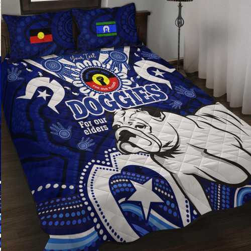 Canterbury-Bankstown Bulldogs Naidoc Week Custom Quilt Bed Set - For Our Elders Doggies Aboriginal Inspired Quilt Bed Set