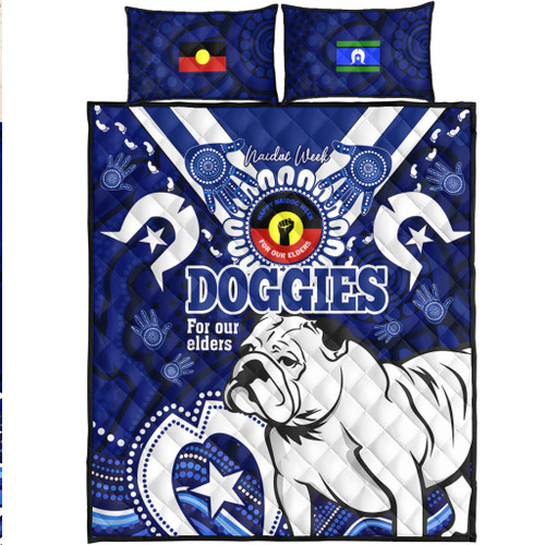 Canterbury-Bankstown Bulldogs Naidoc Week Custom Quilt Bed Set - For Our Elders Doggies Aboriginal Inspired Quilt Bed Set
