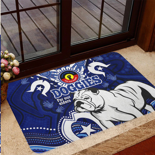 Canterbury-Bankstown Bulldogs Naidoc Week Custom Door Mat - For Our Elders Doggies Aboriginal Inspired Door Mat