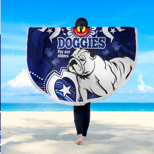 Canterbury-Bankstown Bulldogs Naidoc Week Custom Beach Blanket - For Our Elders Doggies Aboriginal Inspired Beach Blanket
