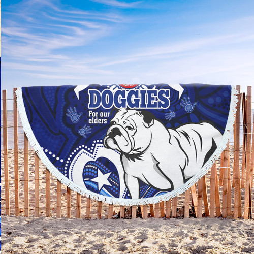 Canterbury-Bankstown Bulldogs Naidoc Week Custom Beach Blanket - For Our Elders Doggies Aboriginal Inspired Beach Blanket