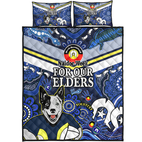 North Queensland Cowboys Naidoc Custom Quilt Bed Set - For Our Elders Home Jersey Quilt Bed Set