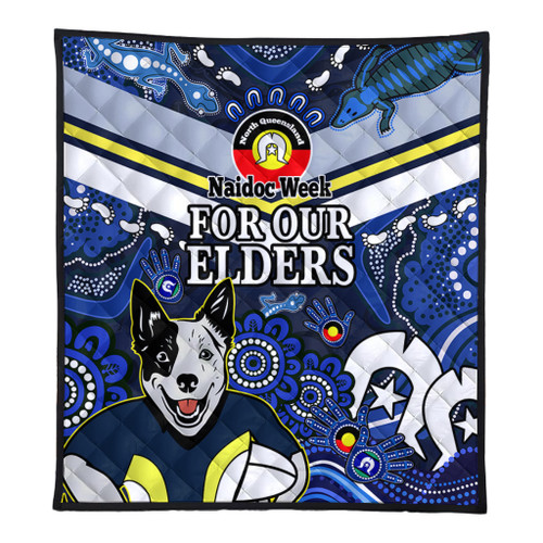North Queensland Cowboys Naidoc Custom Quilt - For Our Elders Home Jersey Quilt North Queensland Cowboys Naidoc Custom Quilt - For Our Elders Home Jersey Quilt
