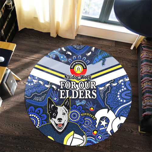 North Queensland Cowboys Naidoc Custom Round Rug - For Our Elders Home Jersey Round Rug