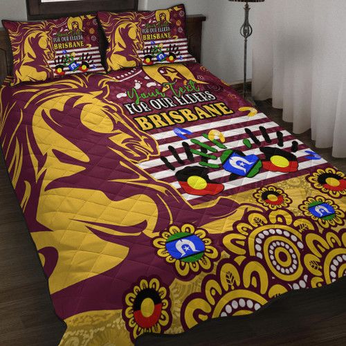Brisbane Broncos Naidoc Week Custom Quilt Bed Set - For Our Elders Brisbane Broncos Aboriginal Inspired Quilt Bed Set