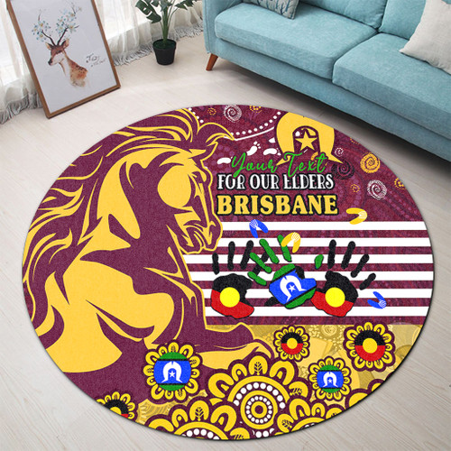 Brisbane City Naidoc Week Custom Round Rug - For Our Elders Brisbane City Aboriginal Inspired Round Rug