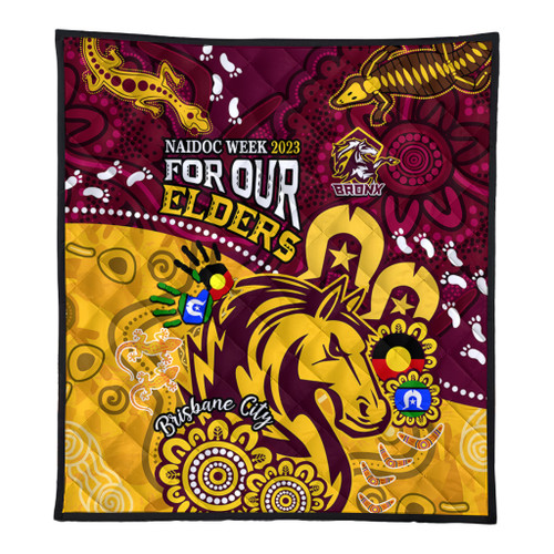 Brisbane Broncos Naidoc Week Custom Quilt - Bronx For Our Elders Aboriginal Inspired Quilt Brisbane Broncos Naidoc Week Custom Quilt - Bronx For Our Elders Aboriginal Inspired Quilt