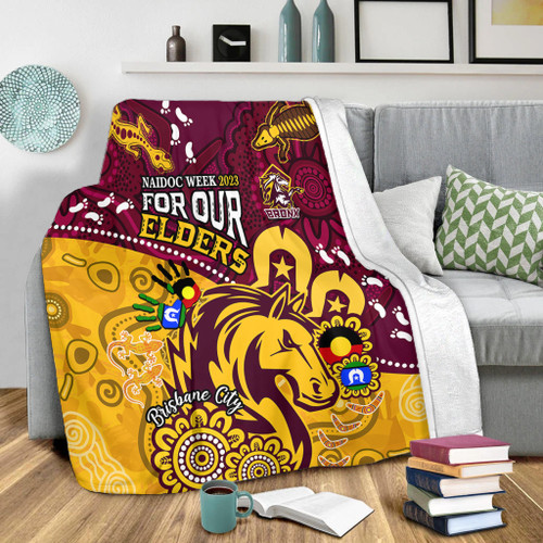 Brisbane Broncos Naidoc Week Custom Blanket - Bronx For Our Elders Aboriginal Inspired Blanket Brisbane Broncos Naidoc Week Custom Blanket - Bronx For Our Elders Aboriginal Inspired Blanket