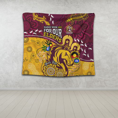 Brisbane Broncos Naidoc Week Custom Tapestry - Bronx For Our Elders Aboriginal Inspired Tapestry Brisbane Broncos Naidoc Week Custom Tapestry - Bronx For Our Elders Aboriginal Inspired Tapestry
