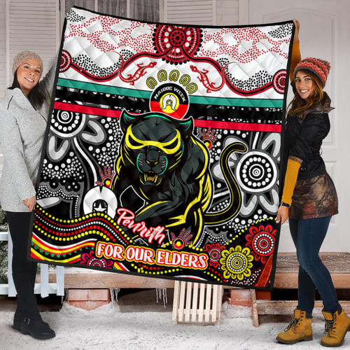 Penrith Panthers Naidoc Week Custom Quilt - For Our Elders Home Jersey Quilt Penrith Panthers Naidoc Week Custom Quilt - For Our Elders Home Jersey Quilt