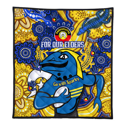 Parramatta Eels Naidoc Week Custom Quilt - For Our Elders Home Jersey Quilt Parramatta Eels Naidoc Week Custom Quilt - For Our Elders Home Jersey Quilt