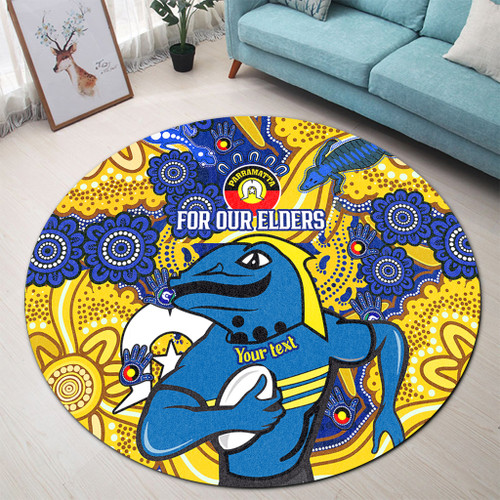 Parramatta Eels Naidoc Week Custom Round Rug - For Our Elders Home Jersey Round Rug