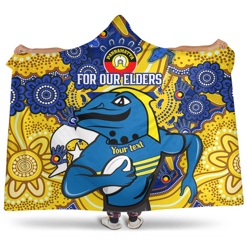 Parramatta Eels Naidoc Week Custom Hooded Blanket - For Our Elders Home Jersey Hooded Blanket Parramatta Eels Naidoc Week Custom Hooded Blanket - For Our Elders Home Jersey Hooded Blanket