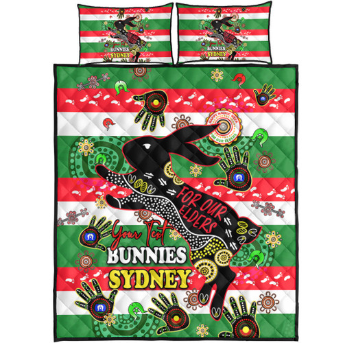South Sydney Rabbitohs Custom Quilt Bed Set - For Our Elders Aboriginal Inspired Quilt Bed Set South Sydney Rabbitohs Custom Quilt Bed Set - For Our Elders Aboriginal Inspired Quilt Bed Set