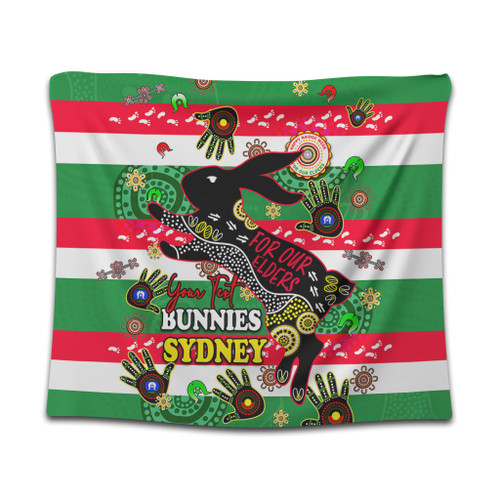 South Sydney Rabbitohs Custom Tapestry - For Our Elders Aboriginal Inspired Tapestry South Sydney Rabbitohs Custom Tapestry - For Our Elders Aboriginal Inspired Tapestry