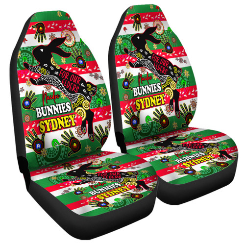 Rabbitohs Naidoc Week Custom Car Seat Covers - For Our Elders Aboriginal Inspired Car Seat Covers Rabbitohs Naidoc Week Custom Car Seat Covers - For Our Elders Aboriginal Inspired Car Seat Covers