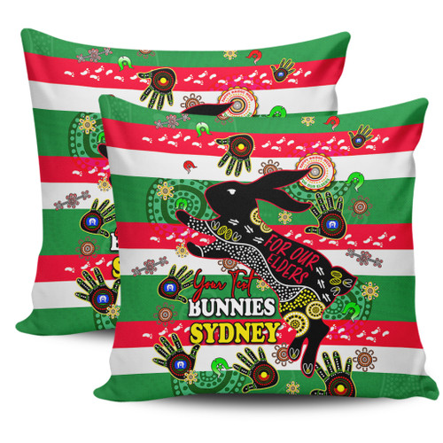 South Sydney Rabbitohs Custom Pillow Covers - For Our Elders Aboriginal Inspired Pillow Covers