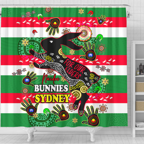 South Sydney Rabbitohs Custom Shower Curtain - For Our Elders Aboriginal Inspired Shower Curtain South Sydney Rabbitohs Custom Shower Curtain - For Our Elders Aboriginal Inspired Shower Curtain