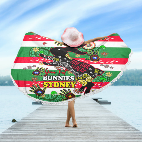 South Sydney Rabbitohs Custom Beach Blanket - For Our Elders Aboriginal Inspired Beach Blanket South Sydney Rabbitohs Custom Beach Blanket - For Our Elders Aboriginal Inspired Beach Blanket