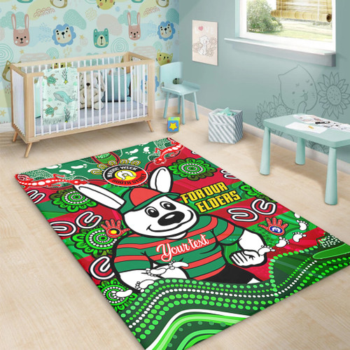 South Sydney Rabbitohs Custom Area Rug - For Our Elders Home Jersey Area Rug