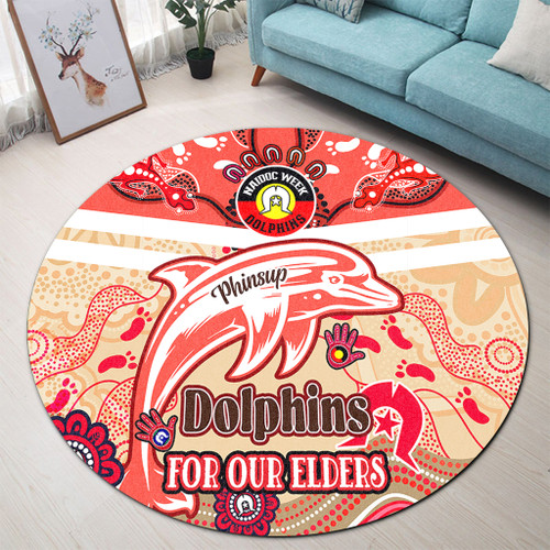 Redcliffe Dolphins Naidoc Week Custom Round Rug - For Our Elders Home Jersey Round Rug Redcliffe Dolphins Naidoc Week Custom Round Rug - For Our Elders Home Jersey Round Rug