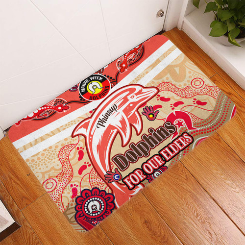Redcliffe Dolphins Naidoc Week Custom Door Mat - For Our Elders Home Jersey Door Mat Redcliffe Dolphins Naidoc Week Custom Door Mat - For Our Elders Home Jersey Door Mat
