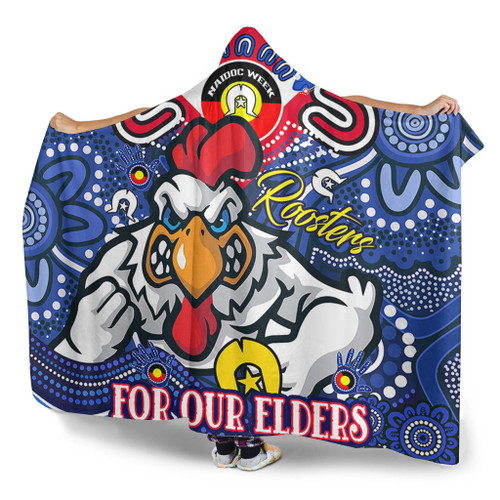 Sydney Roosters Naidoc Week Custom Hooded Blanket - For Our Elders Home Jersey Hooded Blanket Sydney Roosters Naidoc Week Custom Hooded Blanket - For Our Elders Home Jersey Hooded Blanket