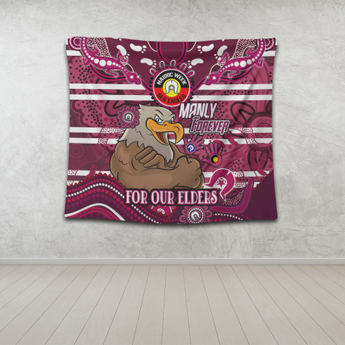 Manly Warringah Sea Eagles Custom Tapestry - For Our Elders Home Jersey Tapestry Manly Warringah Sea Eagles Custom Tapestry - For Our Elders Home Jersey Tapestry