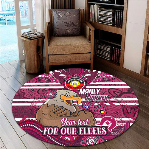 Manly Warringah Sea Eagles Custom Round Rug - For Our Elders Home Jersey Round Rug