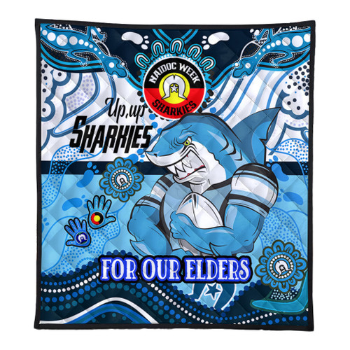 Cronulla-Sutherland Sharks Naidoc Week Custom Quilt - For Our Elders Home Jersey Quilt Cronulla-Sutherland Sharks Naidoc Week Custom Quilt - For Our Elders Home Jersey Quilt
