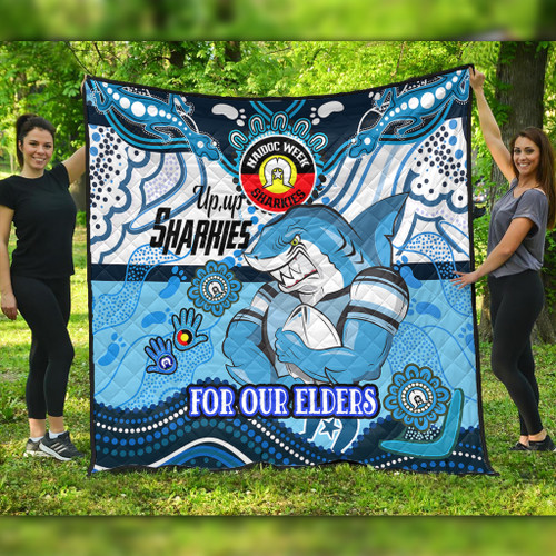 Cronulla-Sutherland Sharks Naidoc Week Custom Quilt - For Our Elders Home Jersey Quilt Cronulla-Sutherland Sharks Naidoc Week Custom Quilt - For Our Elders Home Jersey Quilt