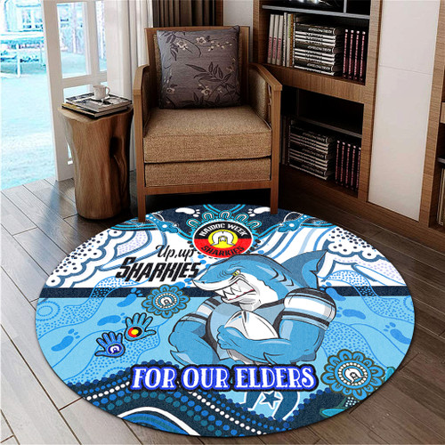 Cronulla-Sutherland Sharks Naidoc Week Custom Round Rug - For Our Elders Home Jersey Round Rug