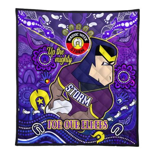 Melbourne Storm Naidoc Week Custom Quilt - For Our Elders Home Jersey Quilt Melbourne Storm Naidoc Week Custom Quilt - For Our Elders Home Jersey Quilt