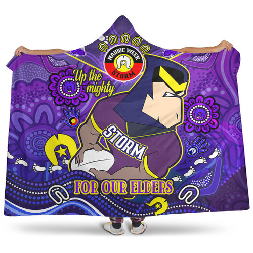 Melbourne Storm Naidoc Week Custom Hooded Blanket - For Our Elders Home Jersey Hooded Blanket Melbourne Storm Naidoc Week Custom Hooded Blanket - For Our Elders Home Jersey Hooded Blanket