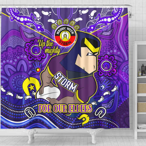 Melbourne Storm Naidoc Week Custom Shower Curtain - For Our Elders Home Jersey Shower Curtain Melbourne Storm Naidoc Week Custom Shower Curtain - For Our Elders Home Jersey Shower Curtain