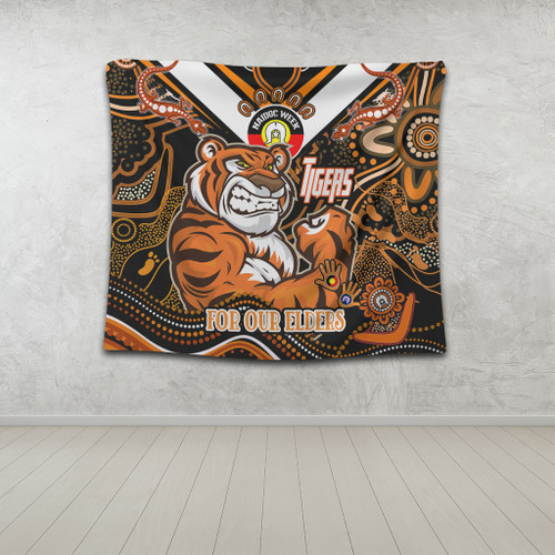 Wests Tigers Naidoc Week Custom Tapestry - For Our Elders Home Jersey Tapestry Wests Tigers Naidoc Week Custom Tapestry - For Our Elders Home Jersey Tapestry