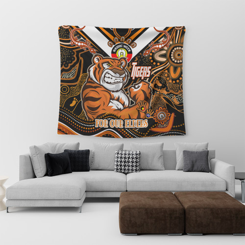 Wests Tigers Naidoc Week Custom Tapestry - For Our Elders Home Jersey Tapestry Wests Tigers Naidoc Week Custom Tapestry - For Our Elders Home Jersey Tapestry