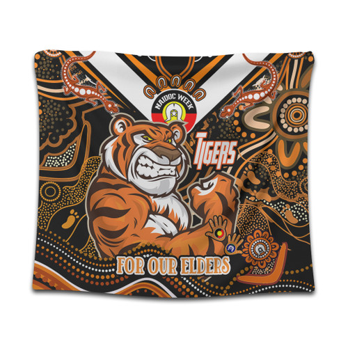Wests Tigers Naidoc Week Custom Tapestry - For Our Elders Home Jersey Tapestry Wests Tigers Naidoc Week Custom Tapestry - For Our Elders Home Jersey Tapestry