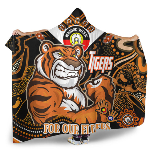Wests Tigers Naidoc Week Custom Hooded Blanket - For Our Elders Home Jersey Hooded Blanket Wests Tigers Naidoc Week Custom Hooded Blanket - For Our Elders Home Jersey Hooded Blanket