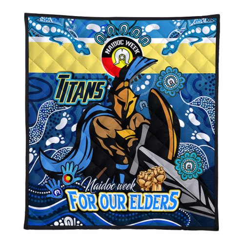 Gold Coast Titans Naidoc Week Custom Quilt - For Our Elders Home Jersey Quilt Gold Coast Titans Naidoc Week Custom Quilt - For Our Elders Home Jersey Quilt