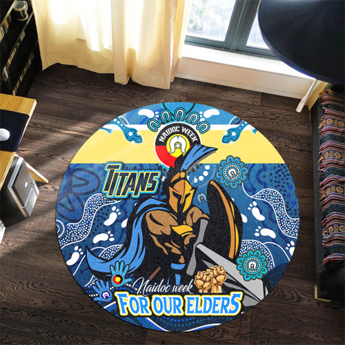 Gold Coast Titans Naidoc Week Custom Round Rug - For Our Elders Home Jersey Round Rug Gold Coast Titans Naidoc Week Custom Round Rug - For Our Elders Home Jersey Round Rug