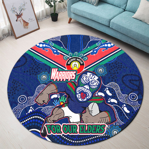 New Zealand Warriors Naidoc Week Custom Round Rug - For Our Elders Home Jersey Round Rug