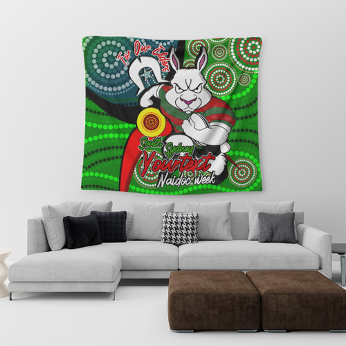 South Sydney Rabbitohs Custom Tapestry - Rabbitohs Bunnies Naidoc Week For Our Elders With Dot Bunnies Sport Style Tapestry South Sydney Rabbitohs Custom Tapestry - Rabbitohs Bunnies Naidoc Week For Our Elders With Dot Bunnies Sport Style Tapestry
