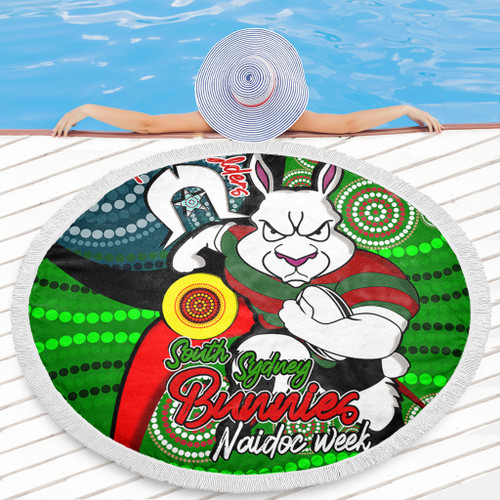 South Sydney Rabbitohs Custom Beach Blanket - Rabbitohs Bunnies Naidoc Week For Our Elders With Dot Bunnies Sport Style Beach Blanket South Sydney Rabbitohs Custom Beach Blanket - Rabbitohs Bunnies Naidoc Week For Our Elders With Dot Bunnies Sport Style Beach Blanket